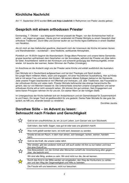 Gemeindebrief Nr. 19 November 2010 - März 2011 - Evangelische ...