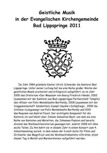 Jahresprogramm 2011 - Evangelische Kirche Bad Lippspringe
