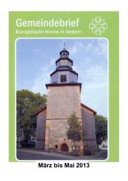 März bis Mai 2013 - Evangelische Kirchengemeinde Gedern