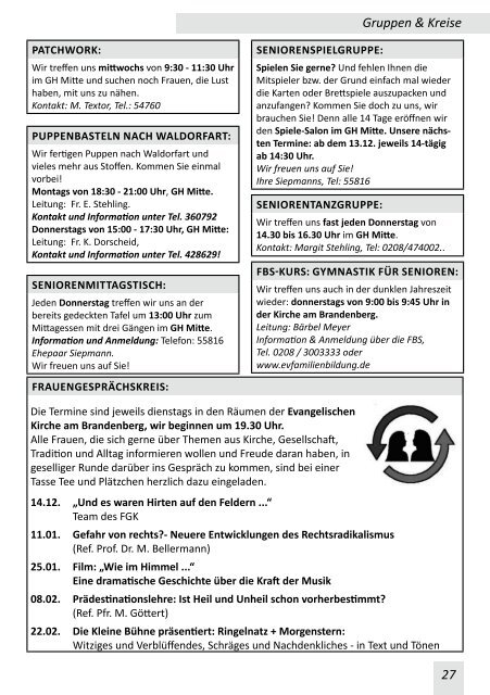 G E M E IN D E B R IE F - Evangelische Kirchengemeinde Speldorf