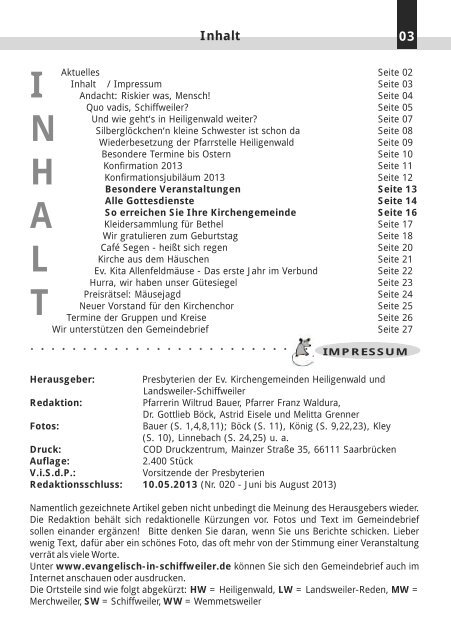 + PDF (1) Download - Evangelische Kirche Saar