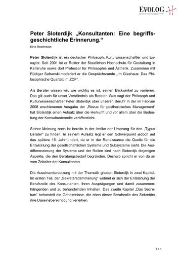 Peter Sloterdijk „Konsultanten: Eine begriffs- geschichtliche ...