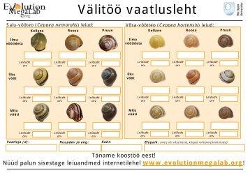 Välitöö vaatlusleht - Evolution MegaLab