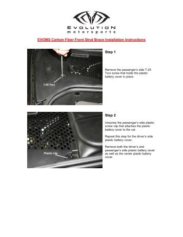 EVOMS Carbon Fiber Front Strut Brace Installation Instructions Step ...