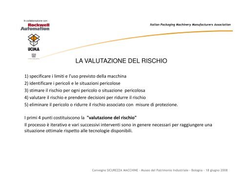 La valutazione del rischio macchine