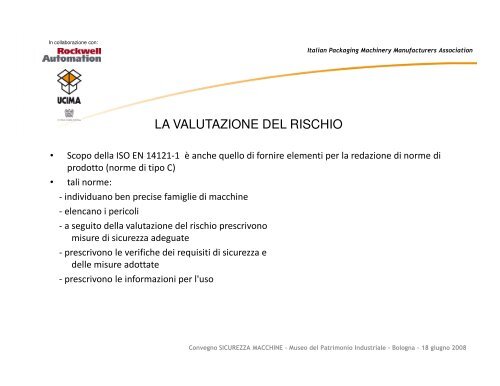 La valutazione del rischio macchine