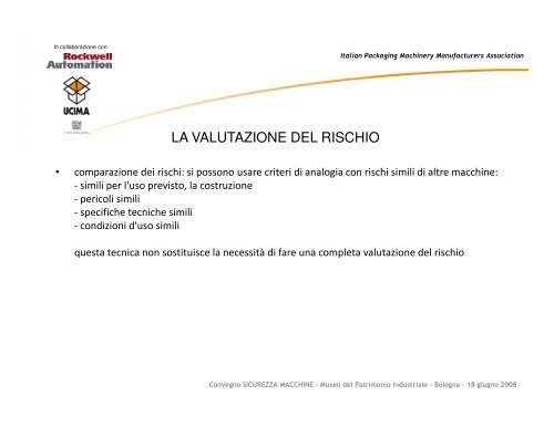 La valutazione del rischio macchine