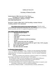 Syllabus for Psych 231: Psychology of Human Sexuality Spring ...