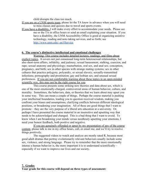 Syllabus for Psych 231: Psychology of Human Sexuality Spring ...