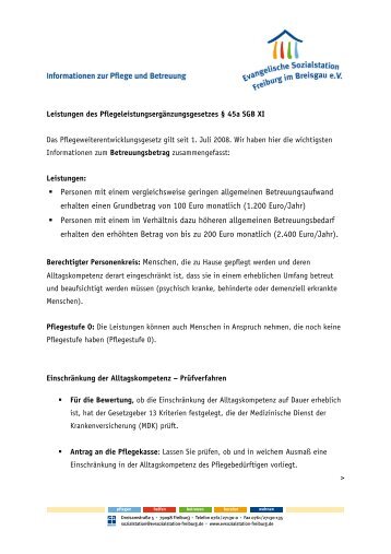Betreuungsbetrag (PDF, 321kB) - Evangelische Sozialstation Freiburg