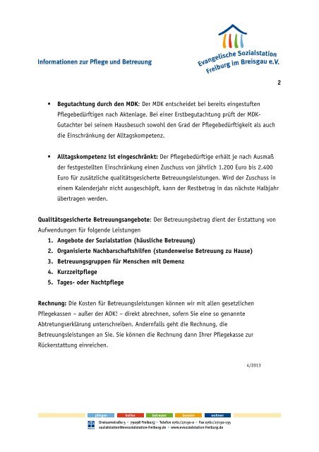 Betreuungsbetrag (PDF, 321kB) - Evangelische Sozialstation Freiburg