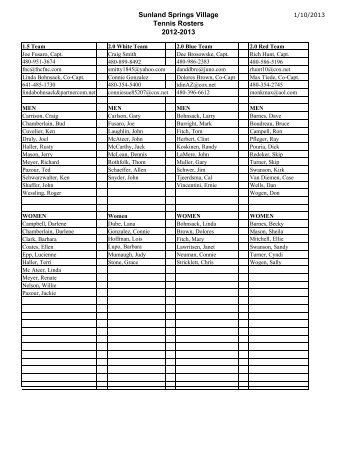 2012-13 Roster of teams - evstl.net