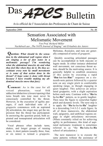 Sensation Associated with Melismatic Movement - EVTA