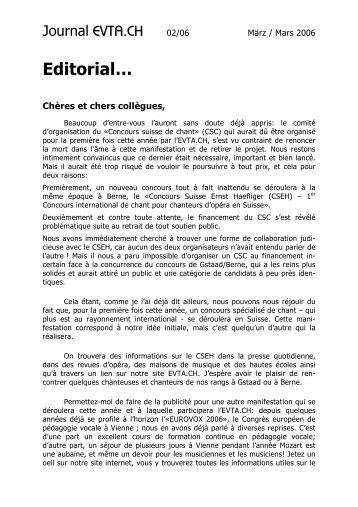 Editorial… Chères et chers collègues - EVTA