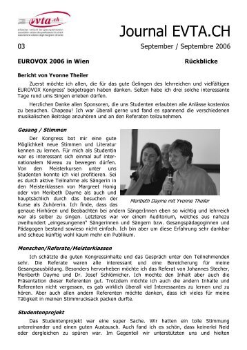 Bericht EUROVOX 2006 in Wien - EVTA