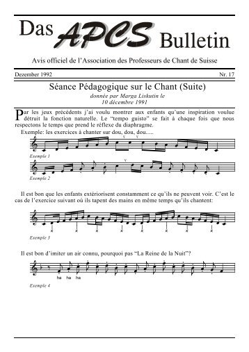 Séance Pédagogique sur le Chant (Suite) - EVTA