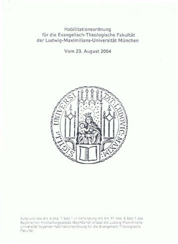 Habilitationsordnung für die Evangelisch-Theologische Fakultät der ...