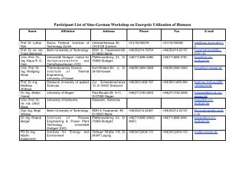 Participant List of Sino-German Workshop on ... - EVUR - TU Berlin