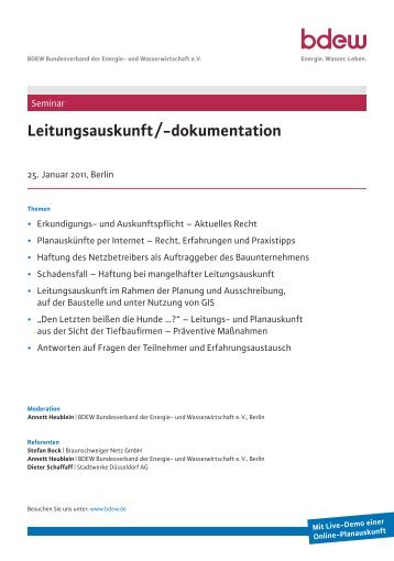 Seminar "Leitungsauskunft/-dokumentation" 25 ... - EW Medien