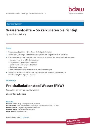 Preiskalkulationstool Wasser (PkW) - EW Medien