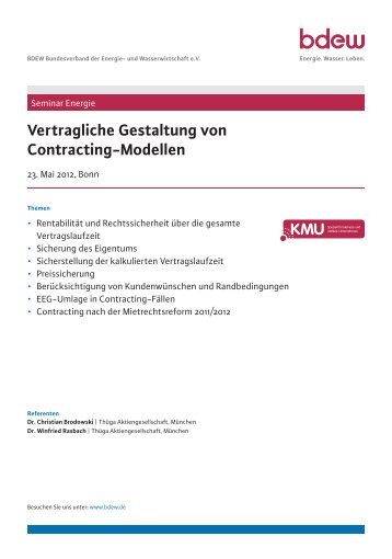 Vertragliche Gestaltung von Contracting-Modellen - EW Medien