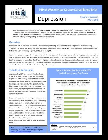 HIP Surveillance Brief: Depression - Washtenaw County