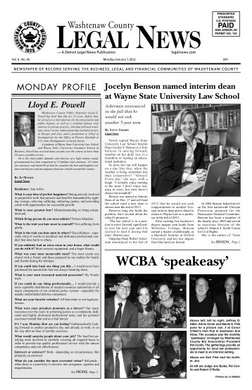 2013 Washtenaw County Legal News 01/07/13