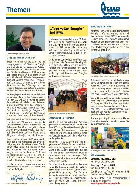 Das Kundenmagazin der EWB Ausgabe März 2012 - Energie- und ...