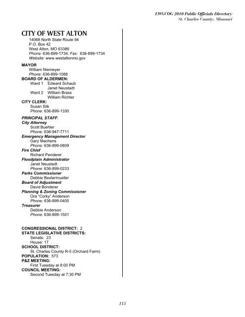 East-West Gateway's 2010 Public Officials Directory