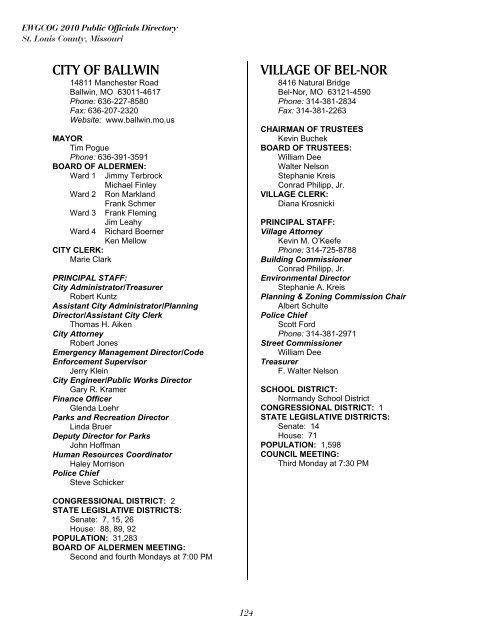 East-West Gateway's 2010 Public Officials Directory