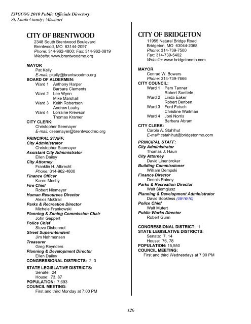 East-West Gateway's 2010 Public Officials Directory