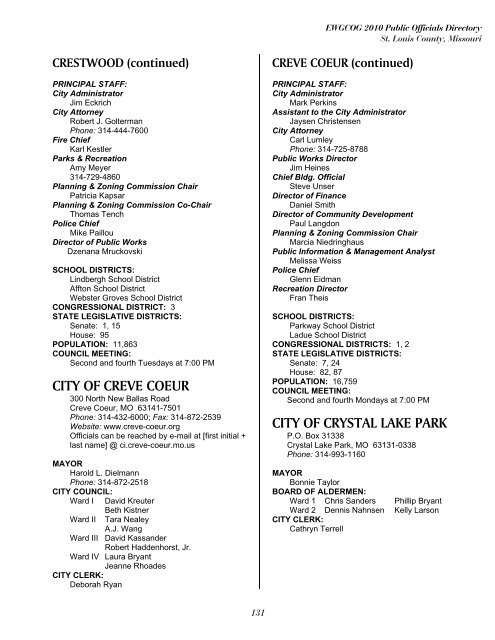 East-West Gateway's 2010 Public Officials Directory