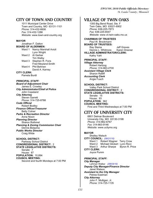 East-West Gateway's 2010 Public Officials Directory