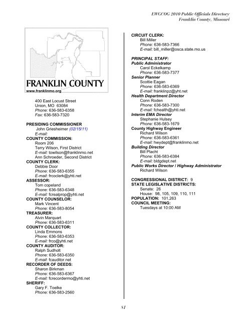 East-West Gateway's 2010 Public Officials Directory