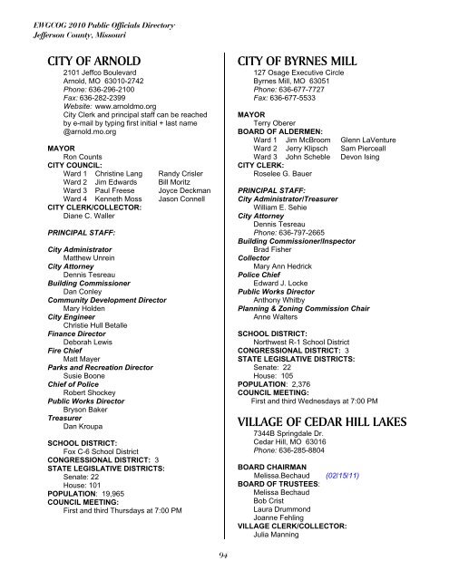 East-West Gateway's 2010 Public Officials Directory