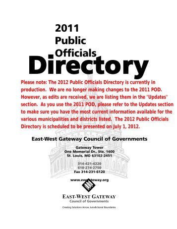 Draft of East-West Gateway's 2011 Public Officials Directory