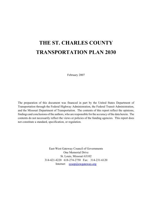 St. Charles County Transportation Plan 2030 - East-West Gateway ...