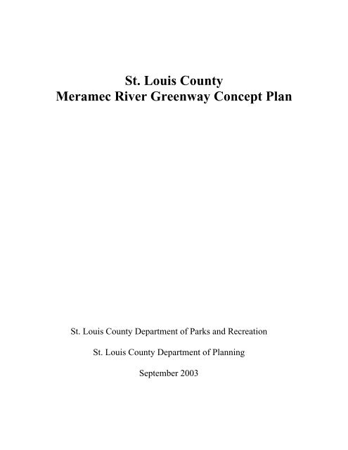 St. Louis County Meramec River Greenway Concept Plan, 2003