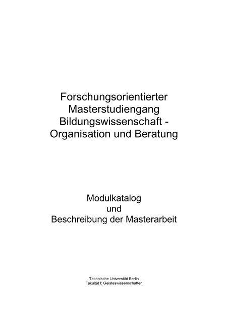 Modulkatalog (PDF, 166,3 KB) - TU Berlin