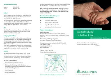 Weiterbildung Palliative Care - Asklepios