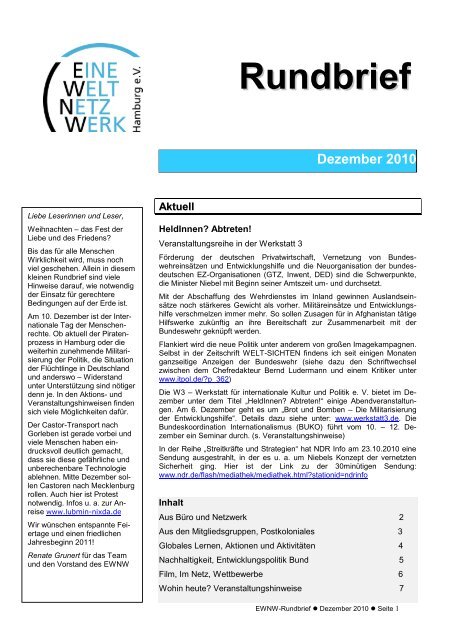 Rundbrief Dezember 2010 [pdf] - Eine Welt Netzwerk Hamburg eV