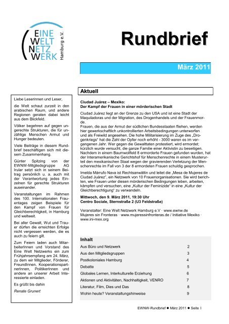 Rundbrief März 2011 [pdf] - Eine Welt Netzwerk Hamburg eV