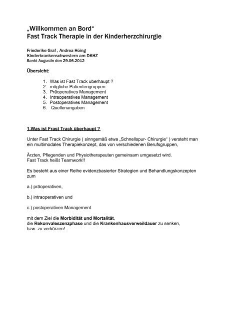 Fast Track Chirurgie - Asklepios Kinderklinik Sankt Augustin