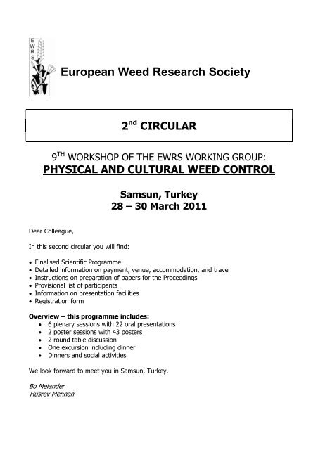 2 nd Circular (pdf) - European Weed Research Society
