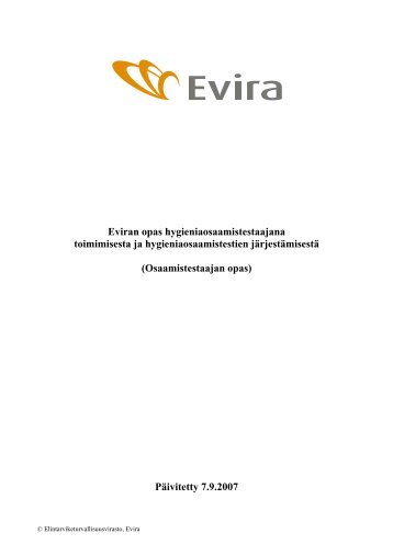 Eviran opas hygieniaosaamistestaajana toimimisesta ja