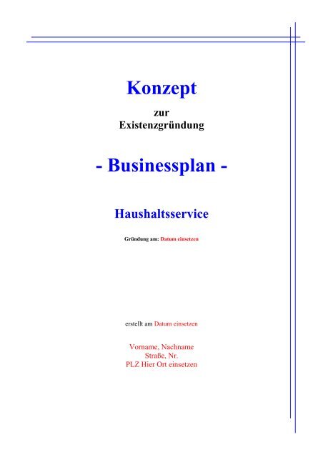 Konzept - Businessplan -