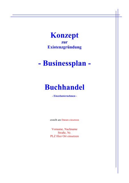Konzept - Businessplan - Buchhandel