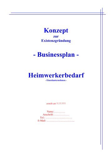Konzept - Businessplan - Heimwerkerbedarf