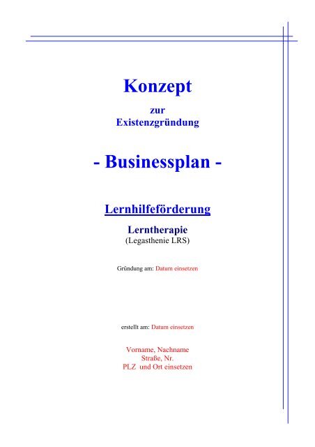 Konzept - Businessplan -