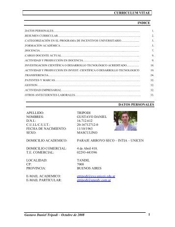 Curriculum Vitae - Facultad de Ciencias Exactas - Universidad ...